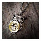 BRONZE WING 12 gauge Owl Necklace