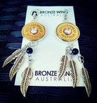 BRONZE WING 12 gauge Feather Dangle Earrings