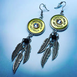 BRONZE WING 12 gauge Feather Dangle Earrings