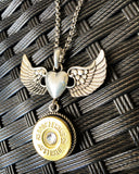 BRONZE WING 12 gauge Angel Heart Necklace