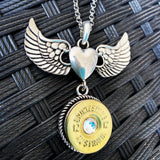 BRONZE WING 12 gauge Angel Heart Necklace