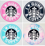 Premium Stickers - I ❤️ Guns & Coffee